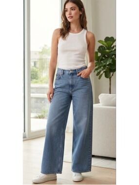 Abercrombie & Fitch The Wide Leg High Rise Jeans Size 33 / 16 Long Blue Denim